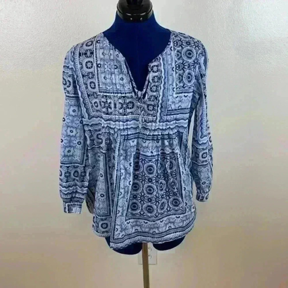 Tommy Hilfiger Tops - Tommy Hilfiger blue peasant blouse w/ tie.
